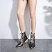 Womens Serpentine Leather Ankle Boots - Fashion Pointed Toe Lace Up Chunky Thick High Heel Short Booties Trendy Casual Outdoor Ladies Shoes