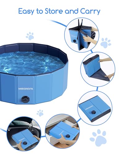 Meowant Hundepool Faltbar, Hundebadewanne, Planschbecken Groß Verdickt PVC, Extra Großer Outdoor-Faltbarer Pool, Tragbare Rutschfestes Hundeplanschbecken, Keine Pumpe Benötigt(200 x 30 cm)