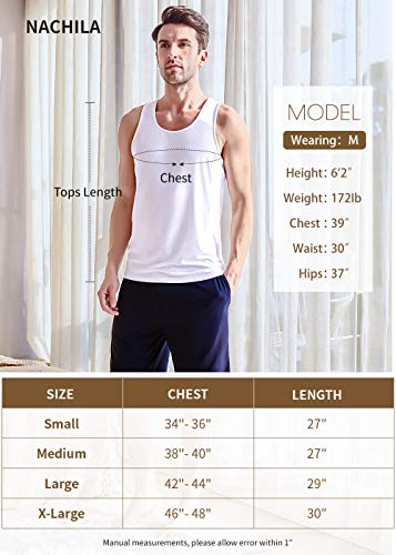 Nachila Men's Bamboo Rayon Undershirts Soft Crew Neck Tank Top 3 Pack #TOP5