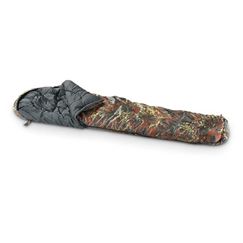 Mil-Tec Mumienschlafsack Flecktarn Camo Mummy für Erwachsene Camping-Enthusiasten, Unisex, 225 x 80 cm, 1950 g, Polyester/Baumwolle, Minus 5 bis 15 Grad Celsius, Frühling/Herbst