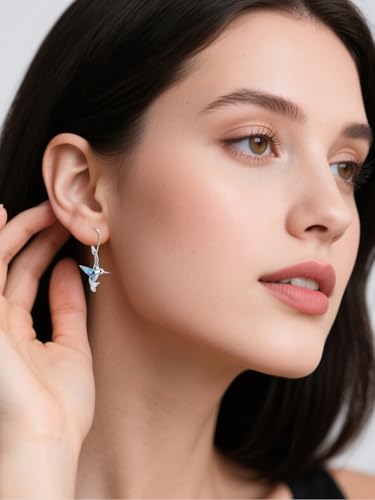 Dreamboat Hummingbird Bird Leverback Earrings for Women 925 Sterling Silver Abalone Shell Dangle Drop Earring Jewelry Gifts for Hummingbirds Lovers4