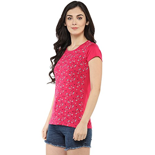 Image of Modeve Women Printed Cotton Blend Half Sleeve Round Neck T-Shirt for Summer