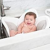 Blooming Bath Lotus Baby Bath Seat - Premium Baby Bathtub, Fits Most Sinks - Newborn & Baby Essentials - Baby Gifts - 33' - Grey/Dark Grey