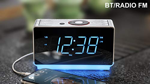 Wekkerradio met Bluetooth-luidsprekers, digitale FM-radio, dubbel alarm met snooze, koptelefoonaansluiting, mobiele telefoon opladen via USB, nachtlampje iTOMA CKS708 - Image 3