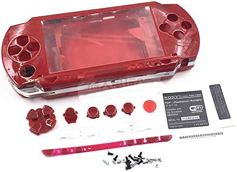 Red Full Set Housing Case Shell Cover Replacement for PSP1000 PSP 1000 Game Console with Buttons Stickers
