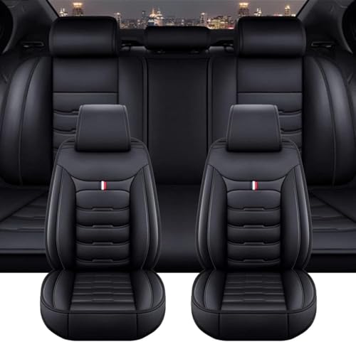 YMYQF Auto Sitzbezüge Sets für Audi Q4 Sportback E-tron SUV 2021 2022 2023 2024 2025, 5 Sitzer PU Leder Autositzschoner Wasserdichter Atmungsaktiver Autositzbezüge Zubehör,Black