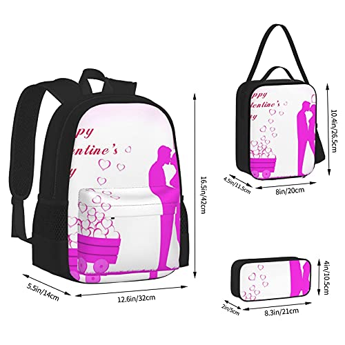 Terug naar School Supplies Liefhebbers Paar Studenten 3 In 1 School Rugzak Set Lichtgewicht Rugzak/Lunch Tas/Potlood… - Afbeelding 5