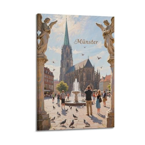 XKUGA Germany Retro Travel Poster Münster Cityscape Poster Decorative Painting Canvas Wall Posters And Art Picture Print Modern Family Bedroom Decor Posters 20x30inch(50x75cm) XKUGA Germany Retro Travel Poster Münster Cityscape Poster Decorative Painting Canvas Wall Posters And Art Picture Print Modern Family Bedroom Decor Posters 20x30inch(50x75cm)