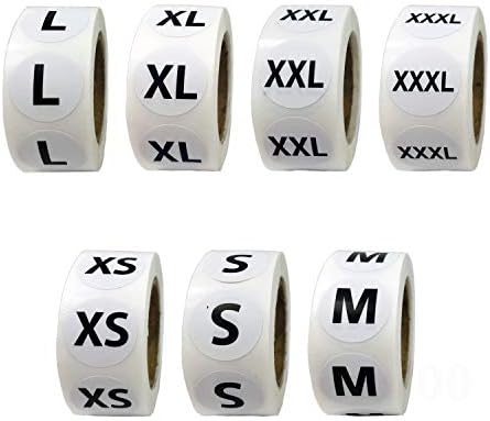 3500 PCS Clothing Size Stickers Labels 7/8" Round Self Adhesive Size Stickers for Clothing T Shirts Retail, 7 Sizes (XS, S, M, L, XL, XXL, XXXL)