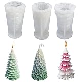 Cenbee 3PCS Christmas Tree Candle Molds 3D DIY Silicone Candle Mold Resin Casting Mold Xmas Pine Tre