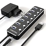 adaptador de corriente usb 5v 2a 【Transferencia de Datos Estable y de Alta Velocidad】7 puertos USB 3.0 admiten transferencia de datos súper rápida de hasta 5 Gbps, las fotos y archivos de películas HD se transferirán en pocos segundos, también son compatibles con USB 2.0, 1.1 y 1.0