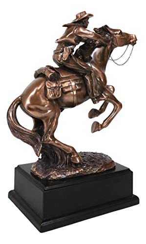 Estatua Vaquero a caballo en resina electrochapada bronce miniatura 5