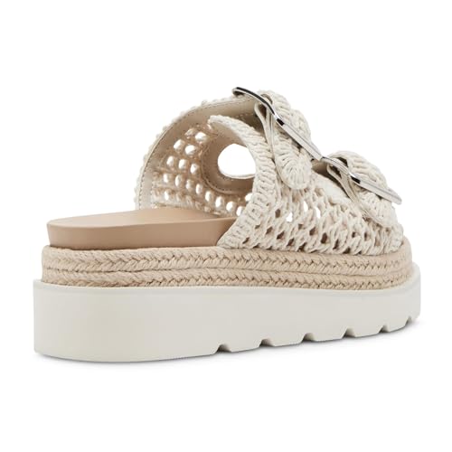 Image of DOEYG Platform Sandals for Women Summer Beach Raffia Slide Sandals Comfortable Casual Woven Straw Sandal with Buckle