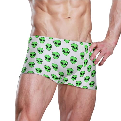 Cute Alien UFO Mens Swim Trunk Swimwear Bathing Suit Swim Brief Square Leg Board Short S B04040083