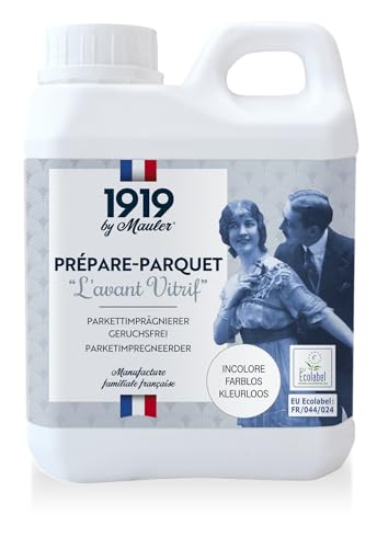 1919 BY MAULER - Fond dur parquet et meuble bois incolore - Incolore - 1L - phase aqueuse Ecolabel - Idéal avant vitrificateur ou vernis bois