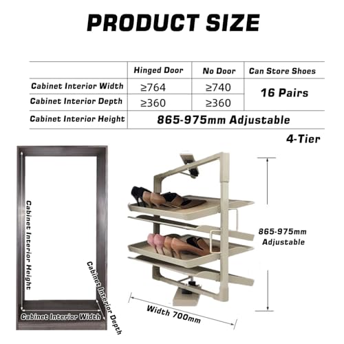 Étagère à chaussures rotative et extractible multicouche réglable pour placard - 4