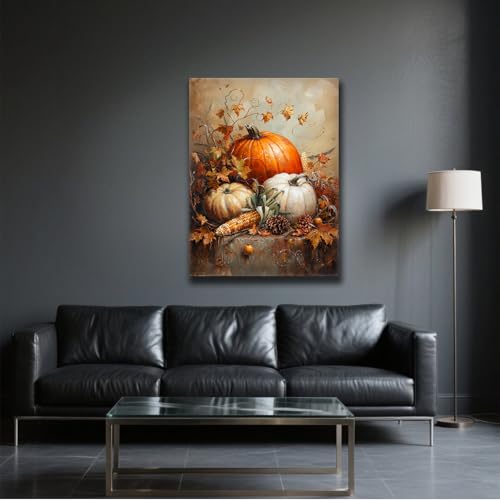 Toile imprimée potirons d'automne 30x40cm tableau déco