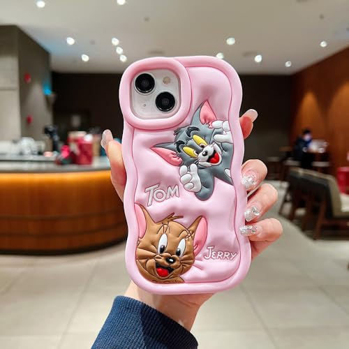 Image of MIDOS Back Cover Compatible with iPhone 15 Plus Soft Silicone 3D Cute Cartoon Full Protective Case for iPhone 15 Plus (Baby Pink)