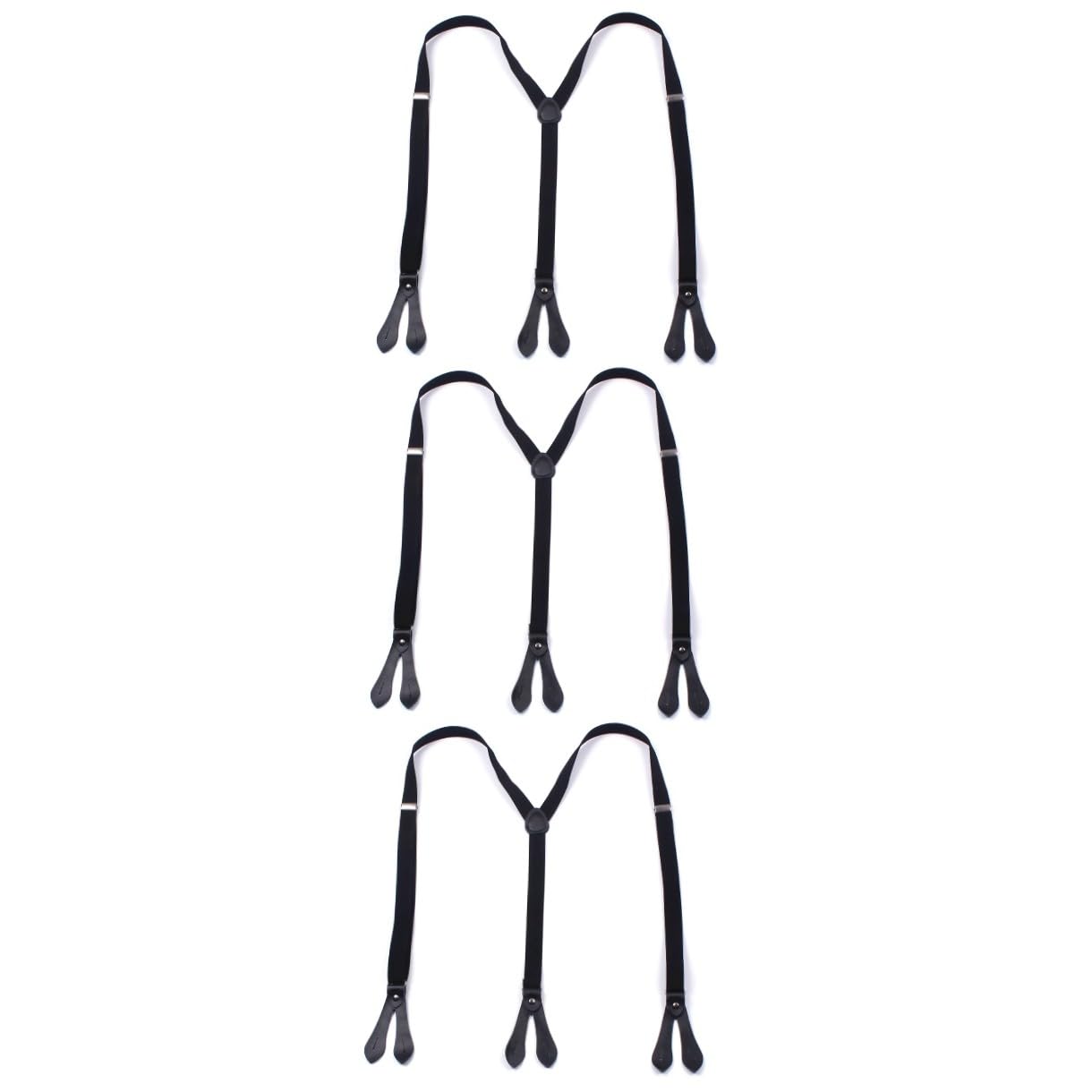 PACKOVE 3pièces Bretelles Élastiques Réglables Avec Boutons Pour Hommes Et Femmes Sangles y Design Classique Idéales Pour Jeans Et Tenues Décontractées
