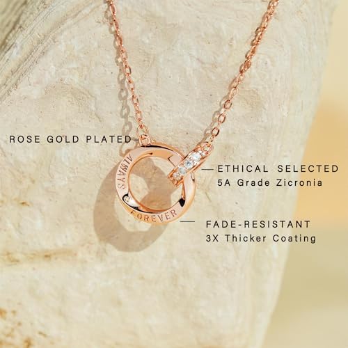 SilverLining Creation Mother Daughter Necklace Gifts for Mom & Daughter, 18K Gold Plated, 5A Zirconia, Triple-Layered Finish, Size 17-19''2