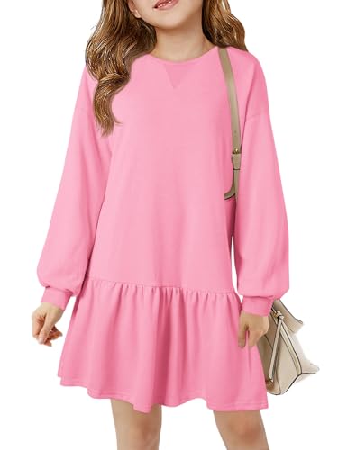 Haloumoning Girls Long Sleeve Sweatshirt Dress 5-14 Years