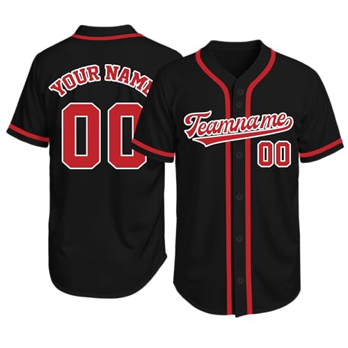 Image of Custom Baseball Jersey Personalized Stitched or Printed Name Number Baseball Shirt Sports Uniform Gifts for Men Women Youth