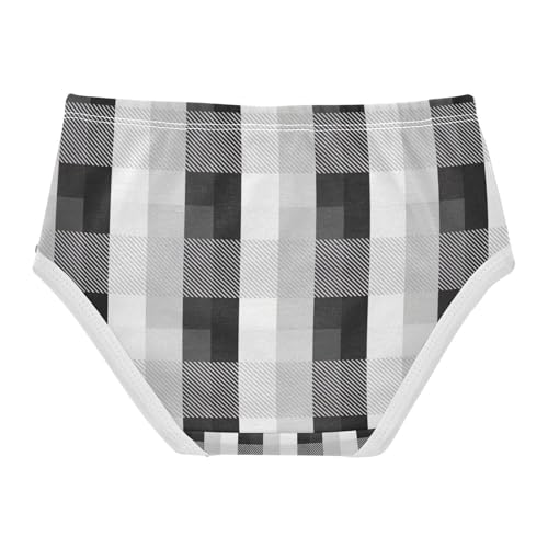Girls Panties, Black White Buffalo Plaid Toddler Briefs, Cotton Girls Underwear, 2T–8 Years2