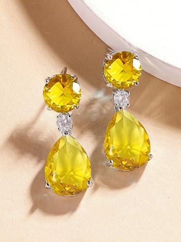 Image of Karatcart Silver Tone Green American Diamond Drop Earrings for Women