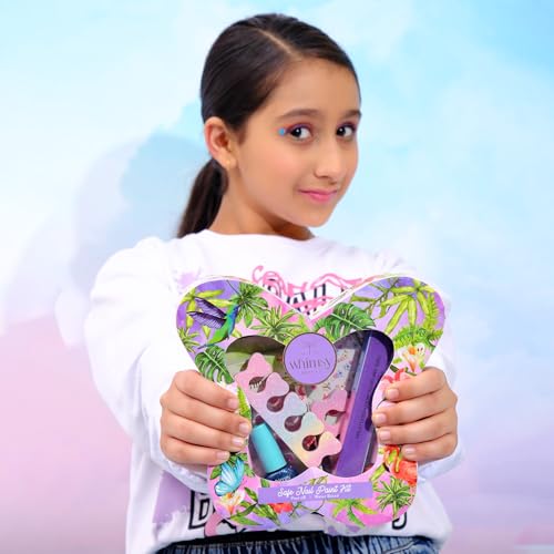 Image of Whimsy Beauty 8 in1 Kids Nail Art Kit | Water Based Peel Off Nail Polish Set with Press On Nails Stickers Nail File and Toe Separators | Safe Fun Nail Care for Girls |Organic, Natural, Chemical Free