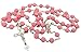 Westmon Works First Communion Rosary Set for Girls with Pink Rose Shaped Bead Case and Holy Card