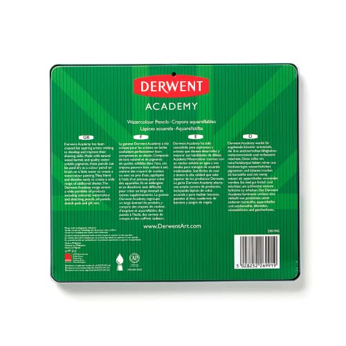 Image of Derwent Academy Watercolour Pencils Tin (Set Of 12), Blue, Multi