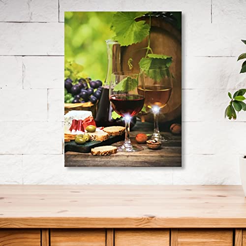 Banberry Designs 2550 Lighted Wine Canvas Print Wall Art With Led Lights Glasses And Bottle Pictured thumb #2