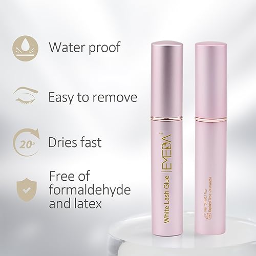 EMEDA Super Strong Hold False Eyelash Glue Professional Latex Free Lash Glue Waterproof Lash G lue Transparent Strip Eyelash Adhesive White and Clear - Image 3