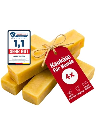 Kaukäse für Hunde S - 4er-Pack - 100% Natürliche Käsestangen für Hunde - Käseknochen Hund mit Langer Kauzeit - Unterstützt die Zahnpflege - Ideal für Starke Kauer - Chewpi