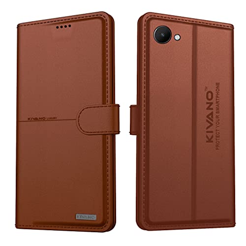 Image of KIVANO Realme C30s Professional Series Wallet Case | Luxurious Design | Premium | PU Leather Flip Case Back Cover - Brown