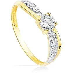 Anillos De Boda De 14 Kilates Solitario Vennetia Oro Amarillo 18 Kilates Anillo de Compromiso Boda