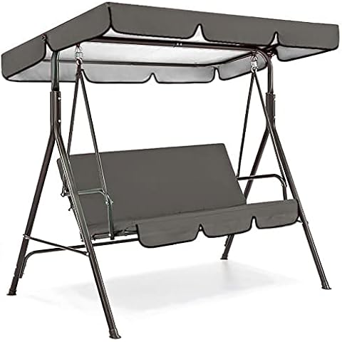 QYCSL Garden Universal Replacement Canopy Swing Seat Chair 2 & 3 Seater Sizes Waterproof/Uv Resistant Patio Hammock Cover Top Roof For Outdoor Poolside Balcony,Gray,195x125x15cm Cover