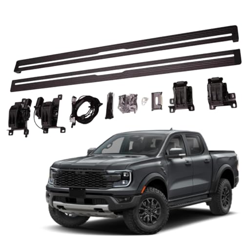 TINIANHHCT 2PCS Electric Running Boards Deployable Fits for Ford Rapter 2023-2026 Power Side Steps Black with Silver