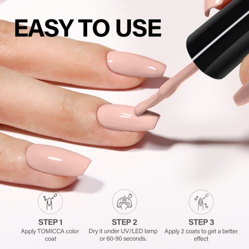 TOMICCA UV-Nagellack Nude,15ml Soak Off UV LED Gel-Nagellack Pastell Nude für Nail Art Gel Nageldesign – Bild 4