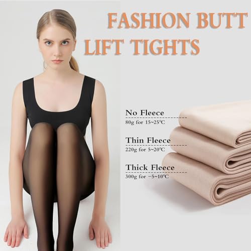 GTETKDE Women Warm Fleece Translucent Pantyhose Tights, Fake Translucent Fleece Winter Thermal Pantyhose for Women2