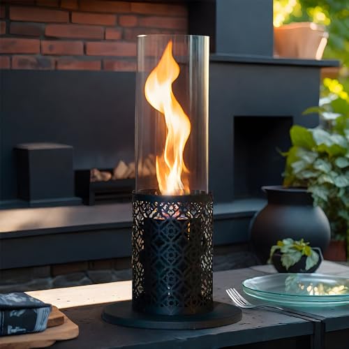 JHY DESIGN Chimenea portátil de mesa para fogata, de combustión limpia, bioetanol, sin ventilación, para interiores y exteriores, jardín, eventos, fiestas (negro hueco)