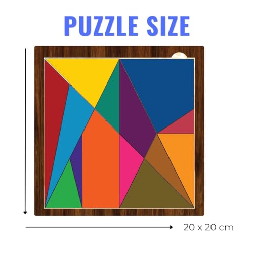 Image of Wooden Puzzle Game for Kids | Brain Booster IQ & Fidget Challenge | Archimedes Square with 500+ Solutions | STEM Educational Travel & Birthday Gift Toy for Boys & Girls