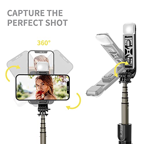 Selfie Stick Tripod With Fill Light, Aluminium Alloy Selfie Stick Tripod Stand & Phone Holder With Wireless Remote, Selfie Light For Live Streaming, Makeup, Youtube Video, Compatible With Ios/Android #TOP6