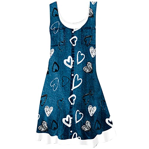 Vestidos de mujer de verano largos informales vestidos de verano anchos cuello en V cómodos vestidos de tirantes sin mangas suave vestido playa vacaciones camisola vintage vestido de noche, F, XXXXL