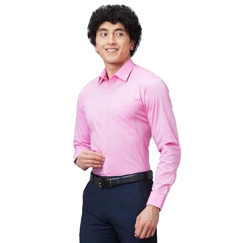 Image of Raymond Men Slim Fit Structure Pattern Pure Cotton Semi Cutaway Collar Full Sleeve Formal Shirt