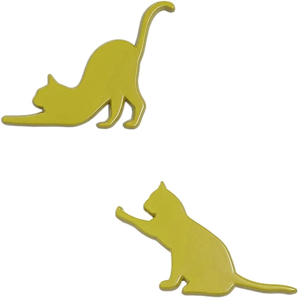 2PCS Lovely Waving Cat & Stretching Cat Car Emblem Sticker - 3D Metal Emblem Car Badge Decal for Window Rear Tailgate - Cute Kitten Bumper Sticker for Cars, SUV, Motrocycle Decoration (Gold)