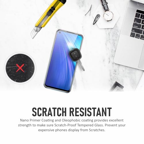 Image of SupCares Tempered Glass for Oppo A52, Realme 8S, Realme 6 and Realme 6i (6.5 Inch) With Installation Kit | 9H Edge to Edge Screen Protector | Black
