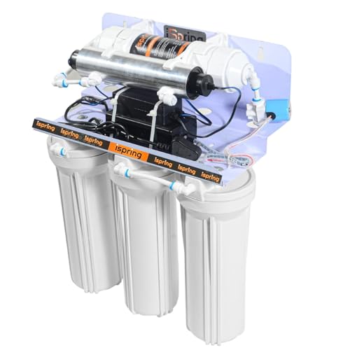 Image of iSpring 5 Stage UV Sterilizer Water Purifier | Open Design | Compact Wall-Mount and under sink | NO RO, NO Booster Pump, No Taste Change | Suitable only for Municipal Water with TDS <200PPM (35L)