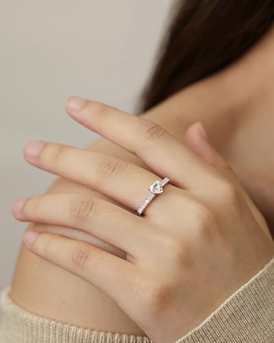AGVANA 'Radiant Muse' 0.3-1.0 Carat Heart-Cut Lab Grown Diamond Ring in Sterling Silver (0.5-1.2 Ct. Tw.) Engagement Anniversary Wedding Ring for Women (D-E Color, VS Clarity)2