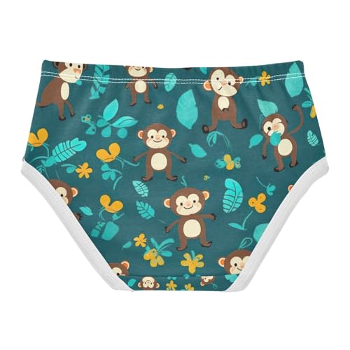 Cute Monkey Green Undies for Toddler Girls, Girls Underwear, 2T–8 Years2